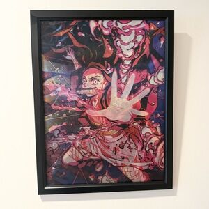 Anime lenticular motion framed poster / wall art - demon slayer